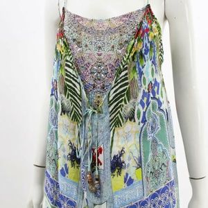 Camilla Silk Sleeveless Overlay Tie Front Dress Size XS